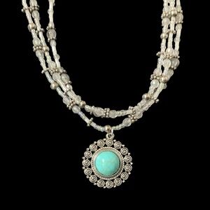 💥2/$24 or 3/$30💥  Silver and Turquoise Pendant Necklace